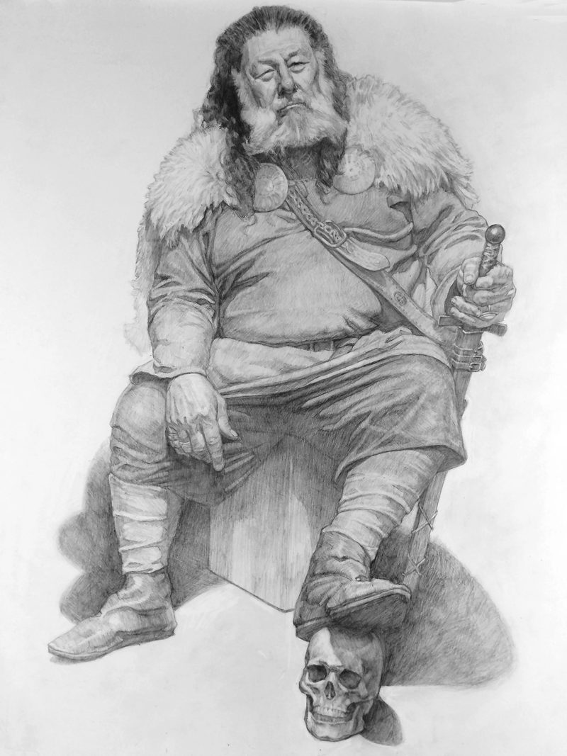 Viking Bawhb, graphit on bristol board, 18 × 24 in by Christopher Rossow