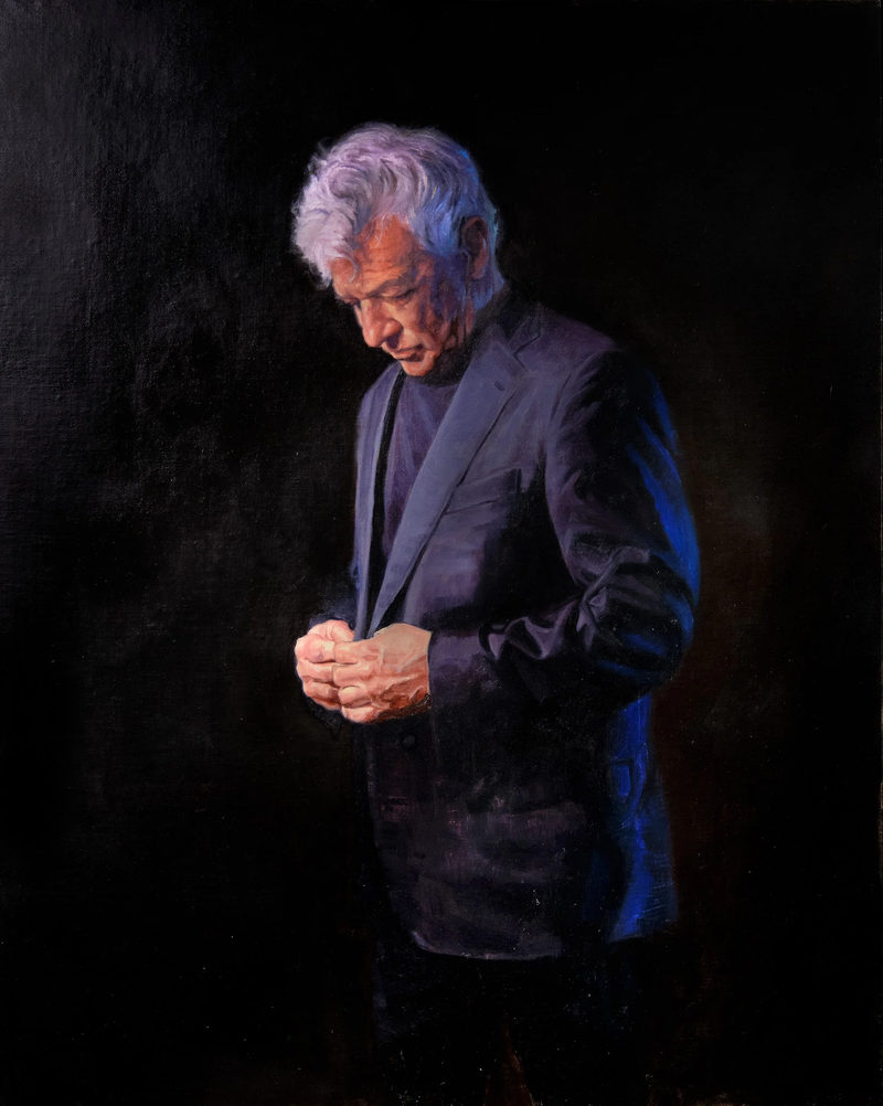 Contemplation (Jack Nathan), oil on linen, 24 × 30 in by Christopher Rossow