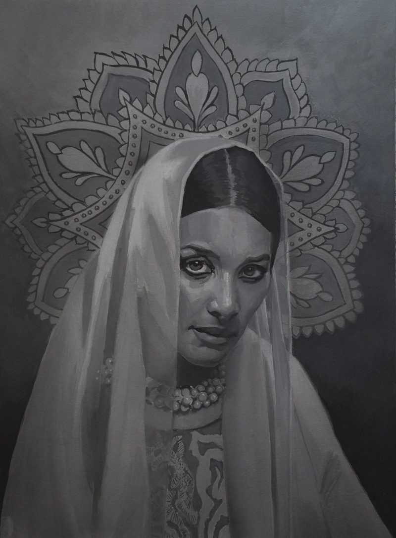 The Shawl, gouache on board, 9 × 12 in by Christopher Rossow