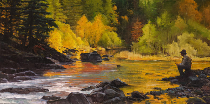 Where We Once Fished Together #2, 24x48", painting by Christopher Rossow